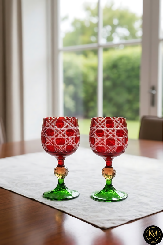 El Yapımı Kristal Dekoratif Bohemia Kristal Yeni Yıl Özel Üretim Petek Desenli Bardak Mixed Color Model