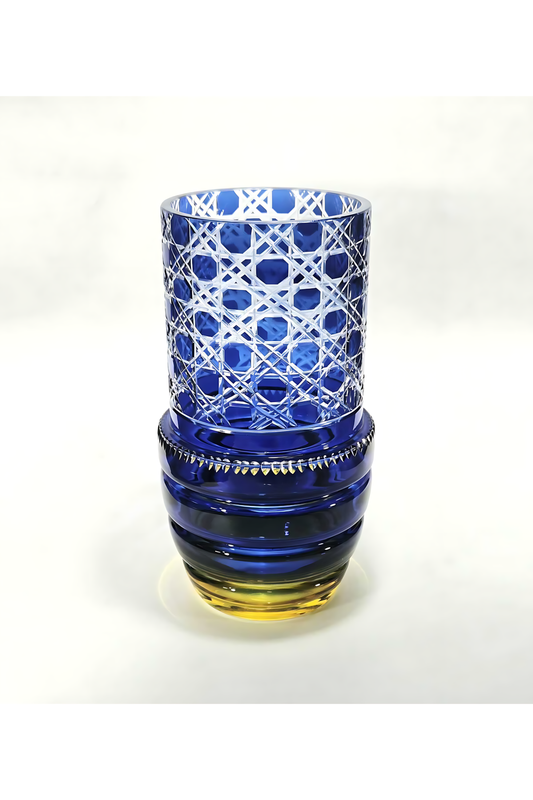 El Yapımı Kristal Dekoratif Kesim Bohems Petek Desenli Twis Vazo