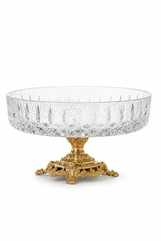 Kesme Kristal Sunumluk Kase 25 cm - Vertical Kesim Dekoratif Kase, 1 Adet