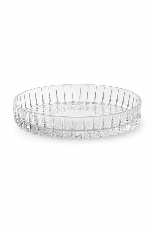 Kristal Sunumluk Kase 25 cm - Vertical Kesim Dekoratif Kase, 1 Adet