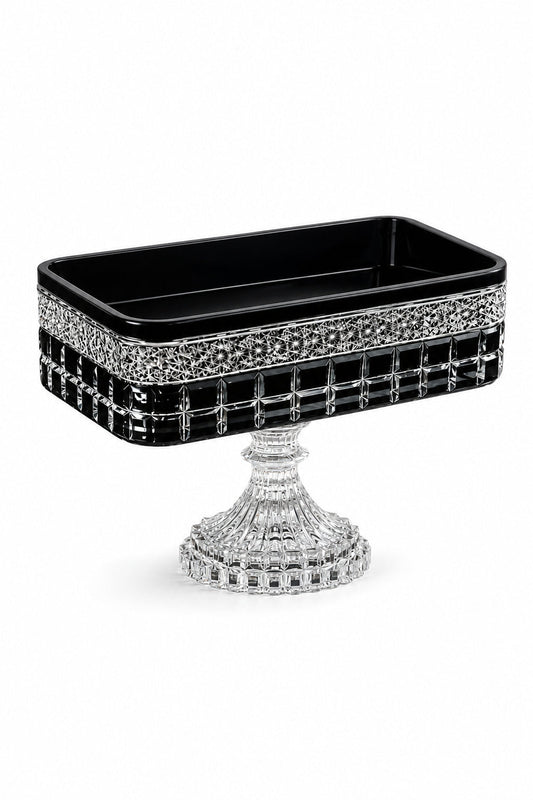 Kesme Kristal Baton Sunum Kasesi 12x24 cm - Cleopatra Desen Dekoratif Sofra Kasesi, 1 Adet