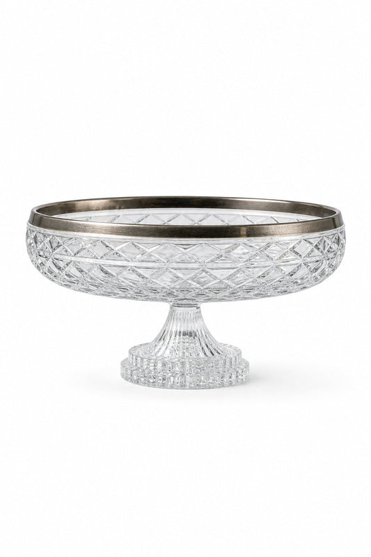 Kesme Kristal Sunum Kasesi 28 cm - Bodrum Oval Desen Dekoratif Sofra Kasesi, 1 Adet