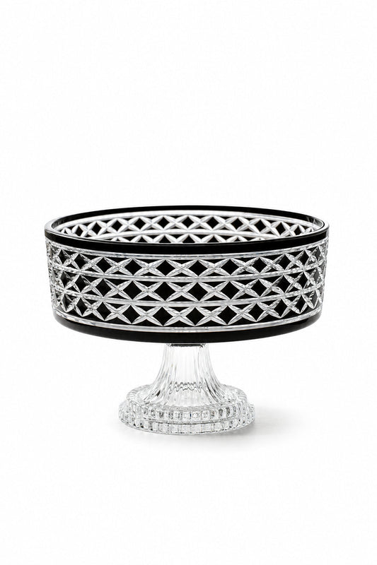 Kristal Sunum Kasesi 28 cm - Bodrum Desen Dekoratif Sofra Kasesi, 1 Adet