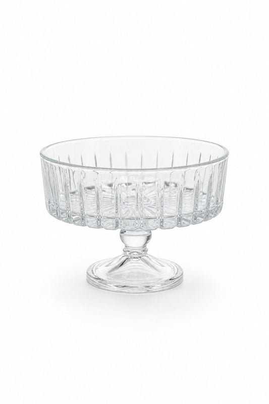 Kesme Kristal Meyvelik 25 cm - Vertical Desen Sofra Sunum Kasesi, 1 Adet