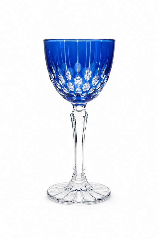 Kesme Kristal Ayaklı Kadeh 165 cc - Damla Desen Lüks Kadeh, 1 Adet