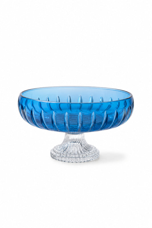 Kristal Ayaklı Sunum Kasesi 28 cm - Vertical Desen Dekoratif Sofra Kasesi, 1 Adet