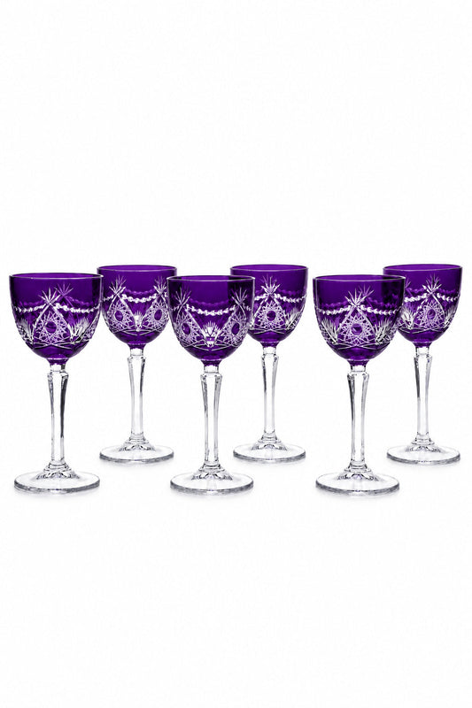 Kesme Kristal Kadeh 165 cc - Ay Yıldız Desenli, 6 Adet