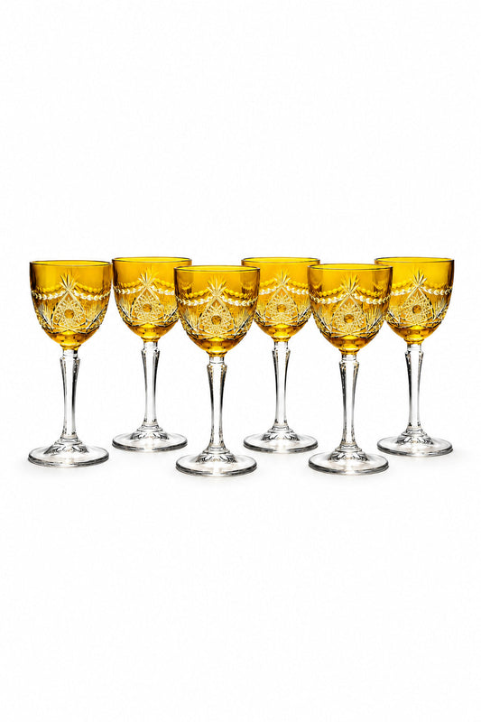 Kesme Kristal Kadeh 165 cc - Ay Yıldız Desenli, 6 Adet