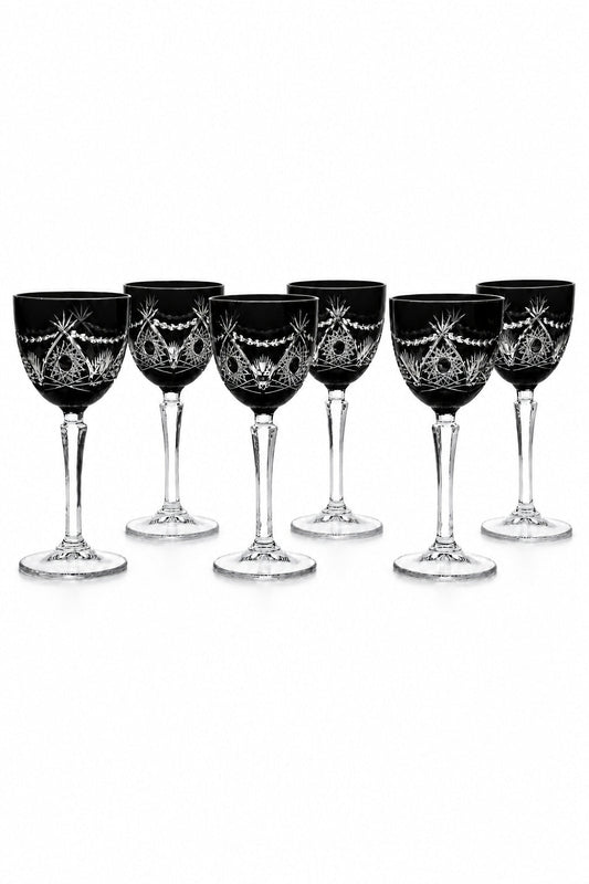 Kesme Kristal Kadeh 165 cc - Ay Yıldız Desenli, 6 Adet