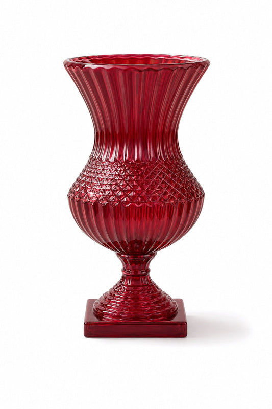 Saray Model Lüks Ayaklı Kristal Vazo 39x20 cm - Dekoratif Salon Vazosu, 1 Adet