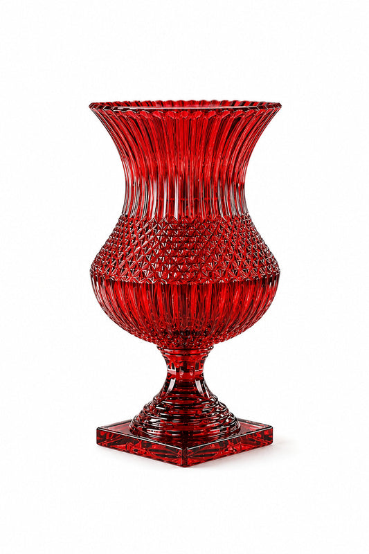 Saray Model Lüks Ayaklı Kristal Vazo 39x20 cm - Dekoratif Salon Vazosu, 1 Adet