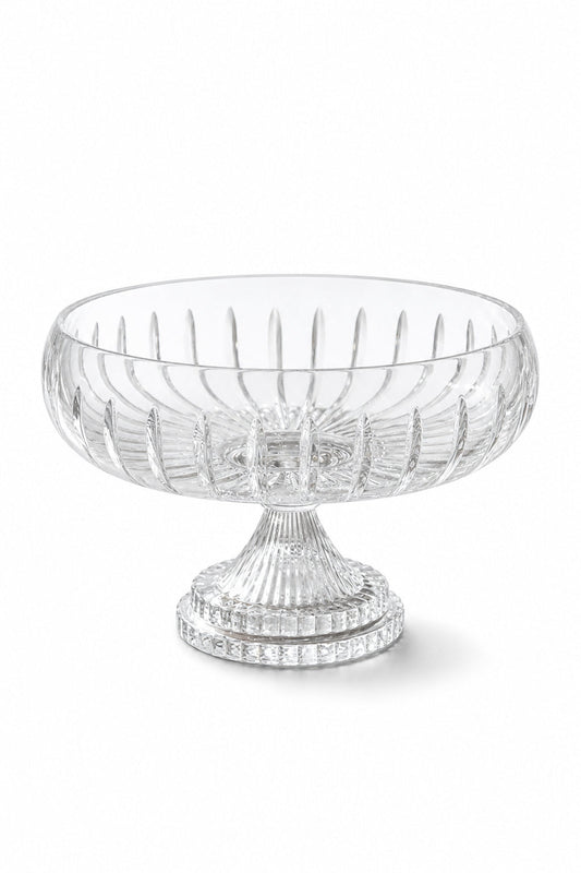 Kesme Kristal Ayaklı Kase 28 cm - Vertical Desen, 1 Adet