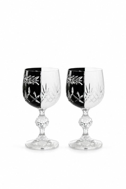 Bohemia Kristal Kadeh 2'li - Siyah Beyaz Çift Renk Mixed Color Model, 2 Adet