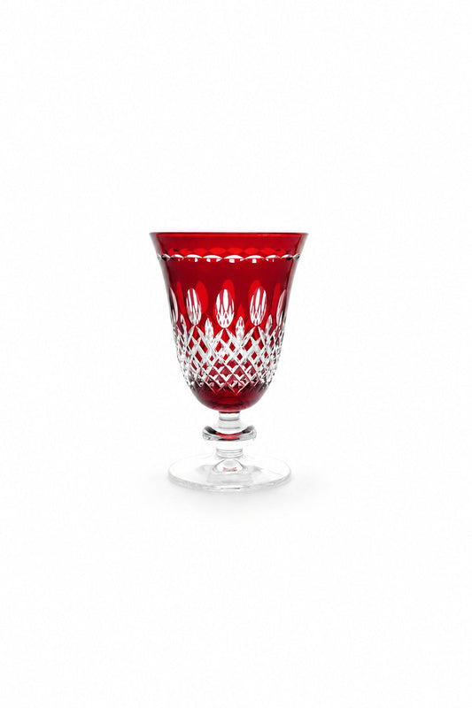 Renkli Kristal Ayaklı Su Bardağı 280 ml - Royal Desen Lüks Meşrubat, 1 Adet