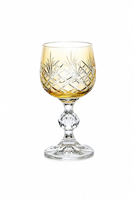 Bohemia Kristal Ayaklı Kahve Yanı Su Bardağı 150 ml - Püskül Desenli Lüks, 1 Adet