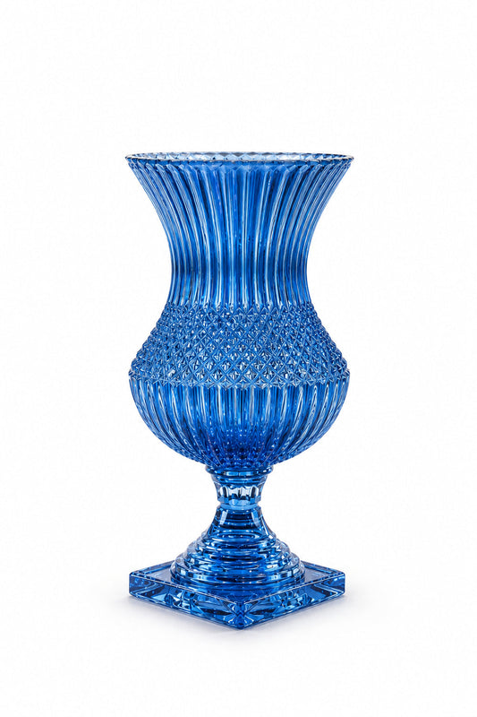 Saray Model Lüks Ayaklı Kristal Vazo 39x20 cm - Dekoratif Salon Vazosu, 1 Adet