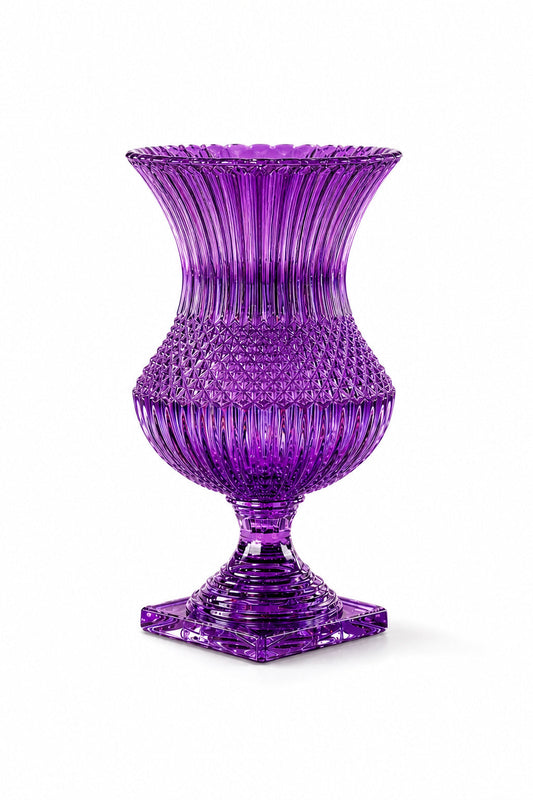 Saray Model Lüks Ayaklı Kristal Vazo 39x20 cm - Dekoratif Salon Vazosu, 1 Adet