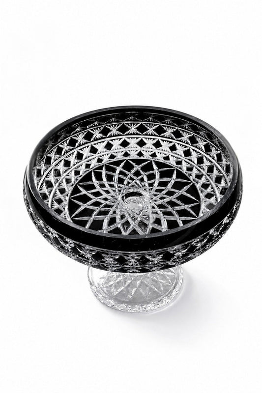 Kristal Sunum Kasesi 28 cm - Ametist Desenli Dekoratif Sofra Kasesi, 1 Adet