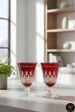 El Yapımı Kristal Dekoratif Royal Renkli Lüks Ayaklı Meşrubat 280ml Yemek Masası İçin Uygundur
