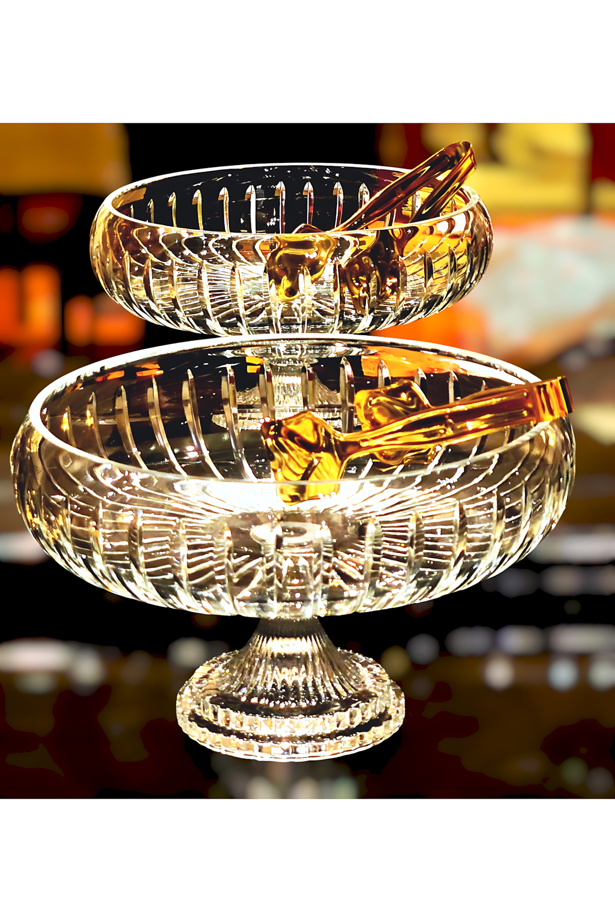 El Yapımı Kristal Dekoratif 28 Cm Kesme Ayaklı Kristal Kase Vertical