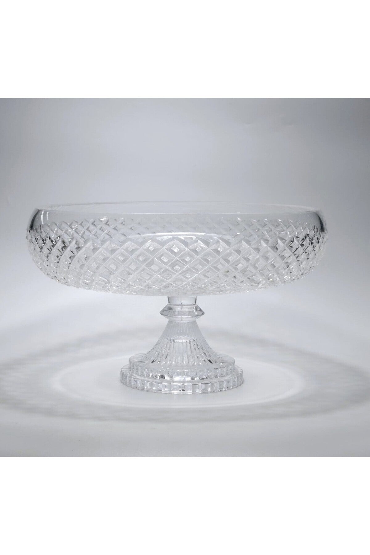 El Yapımı Kristal Dekoratif 28cm Karizma Ayaklı Meyvelik Sunumluk Lüks Kesme Kristal
