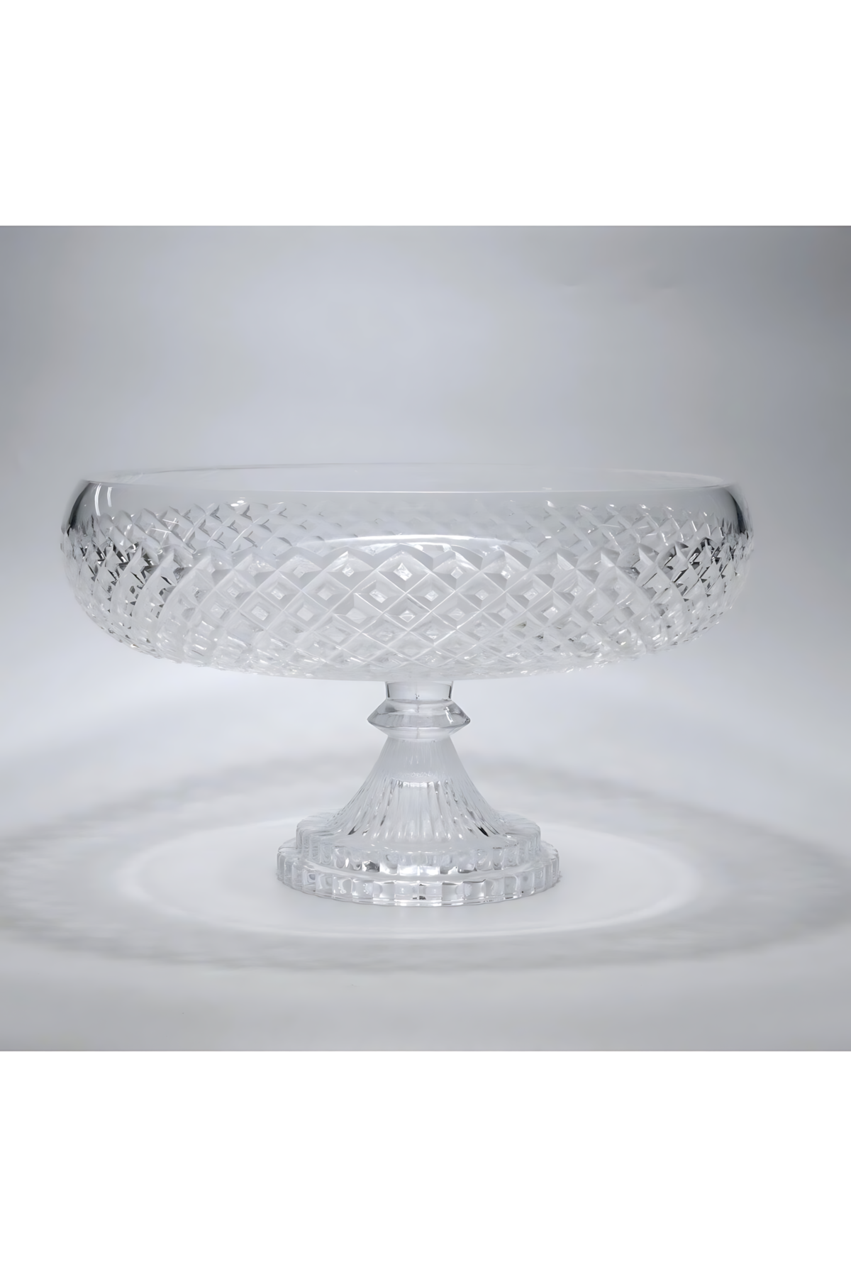 El Yapımı Kristal Dekoratif 28cm Karizma Ayaklı Meyvelik Sunumluk Lüks Kesme Kristal