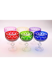 El Yapımı Kristal Dekoratif Bohemia Lüks Royal Desen 200ml Sunumluk Ayaklı Dondurmalık Kase Set 6'lı
