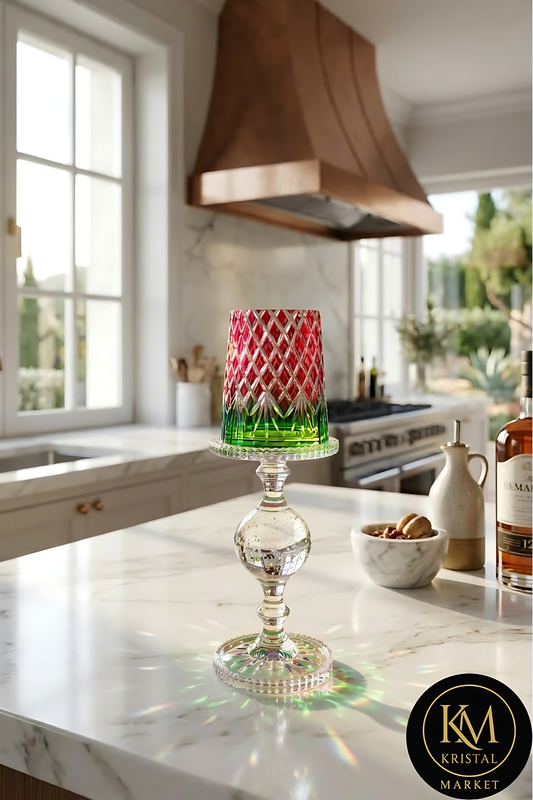 El Yapımı Kristal Dekoratif Vintage Mumluk 1 Adet