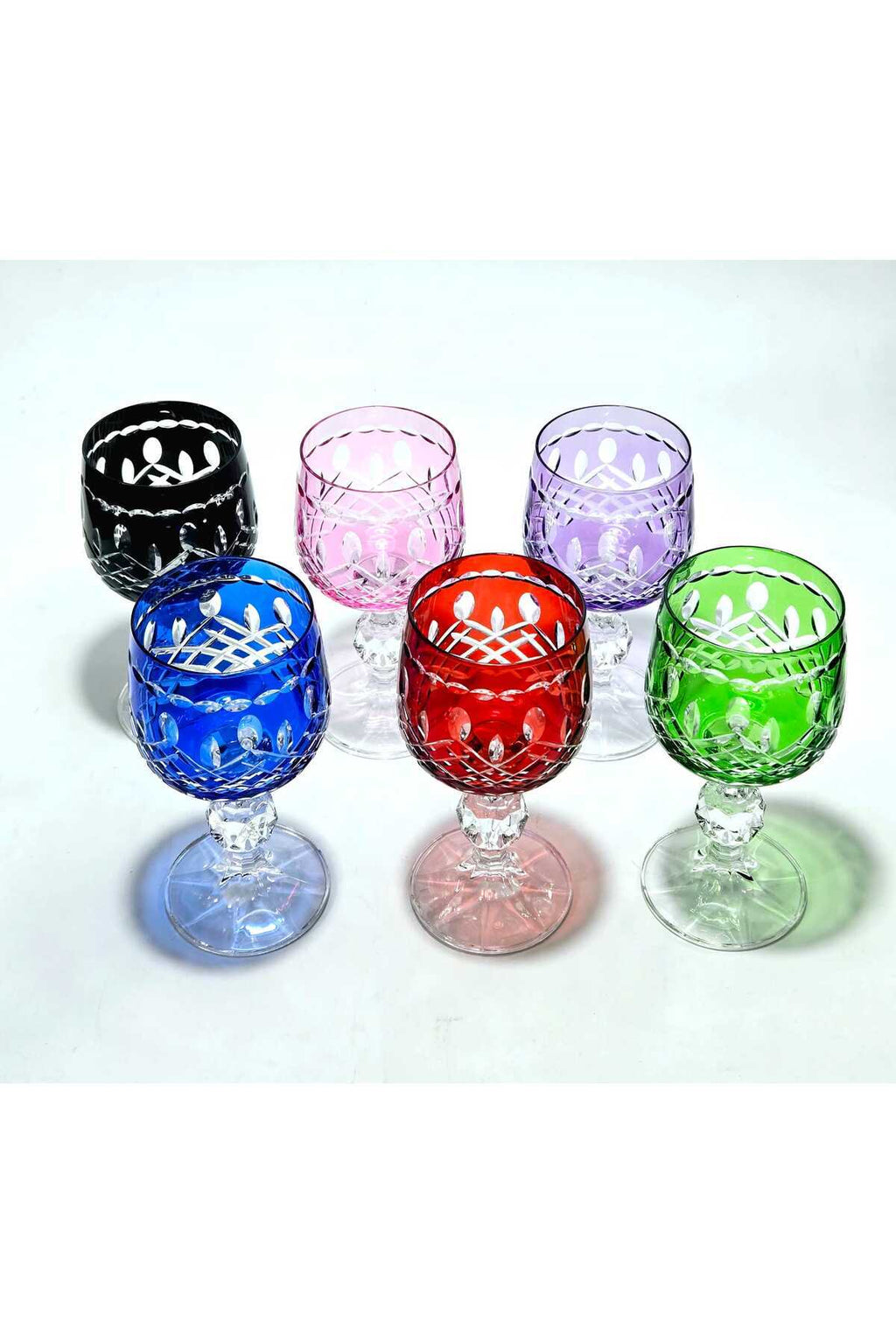 El Yapımı Kristal Dekoratif 6'lı Bohemia Kristal 150ml Lüks Kahve Yanı Su Bardağı Royal Desen