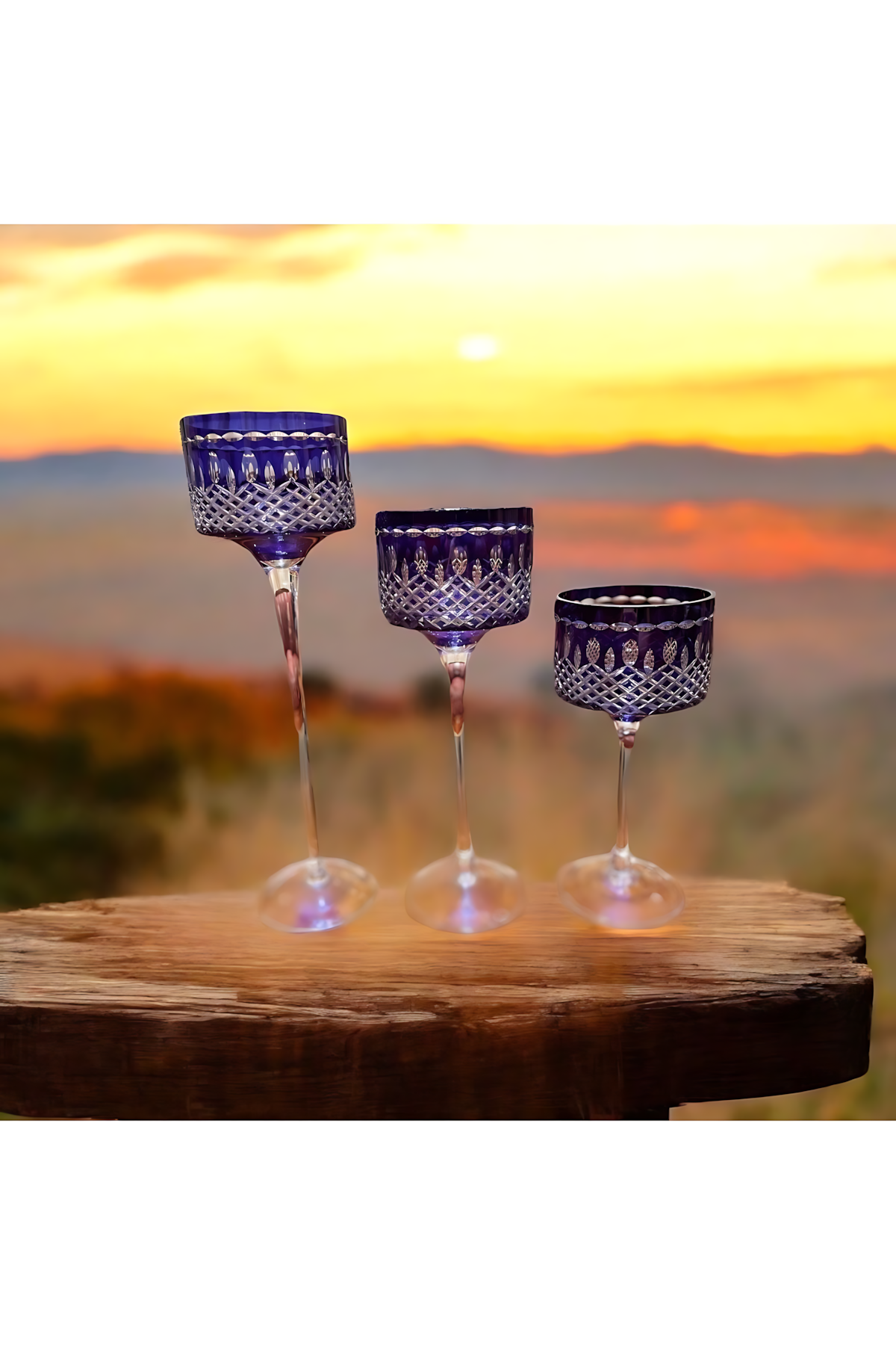 El Yapımı Kristal Dekoratif 3’lü Kristal Mumluk Seti
