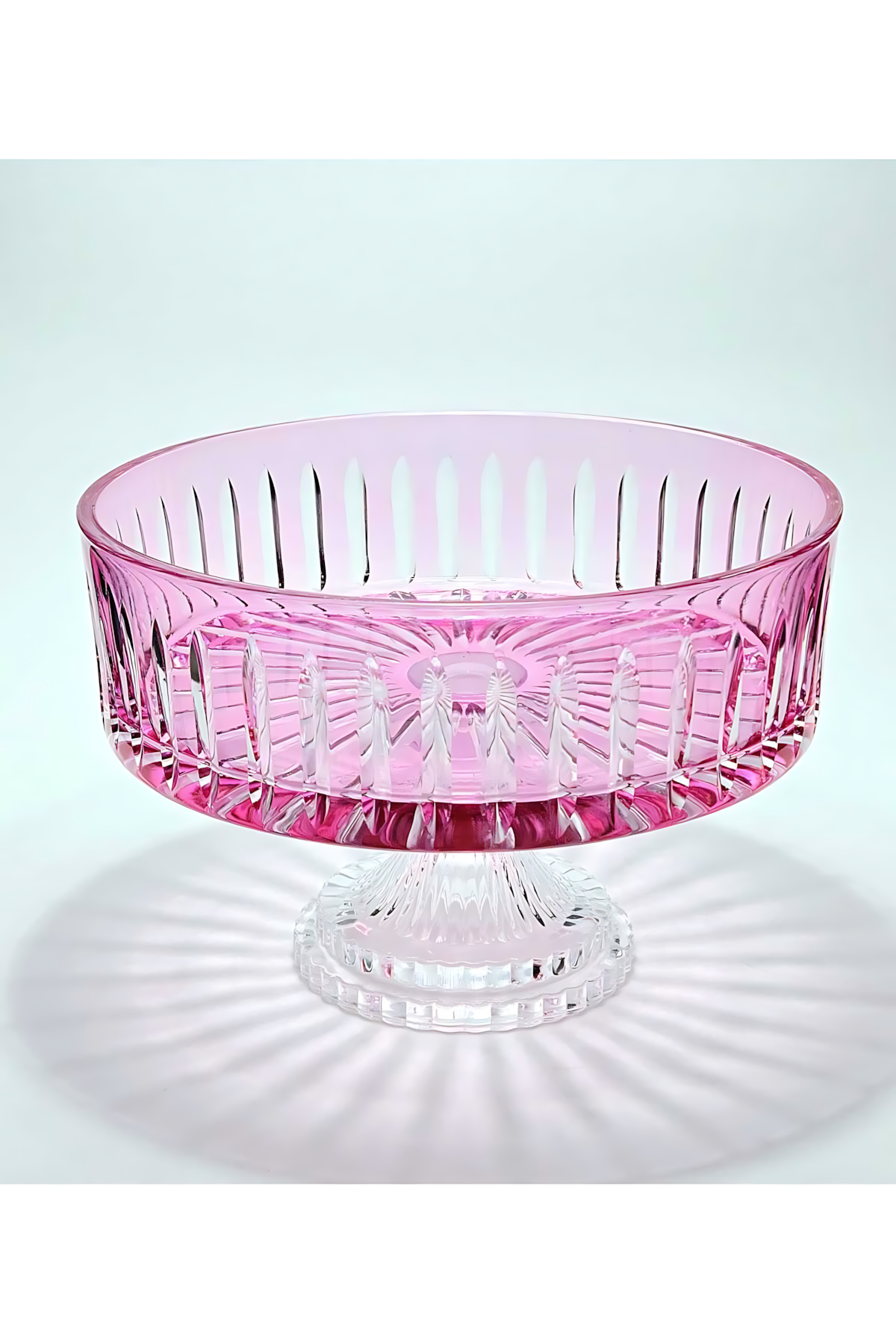El Yapımı Kristal Dekoratif Sofra Kase Sunumluk Meyvelik 25cm Vertical Desen