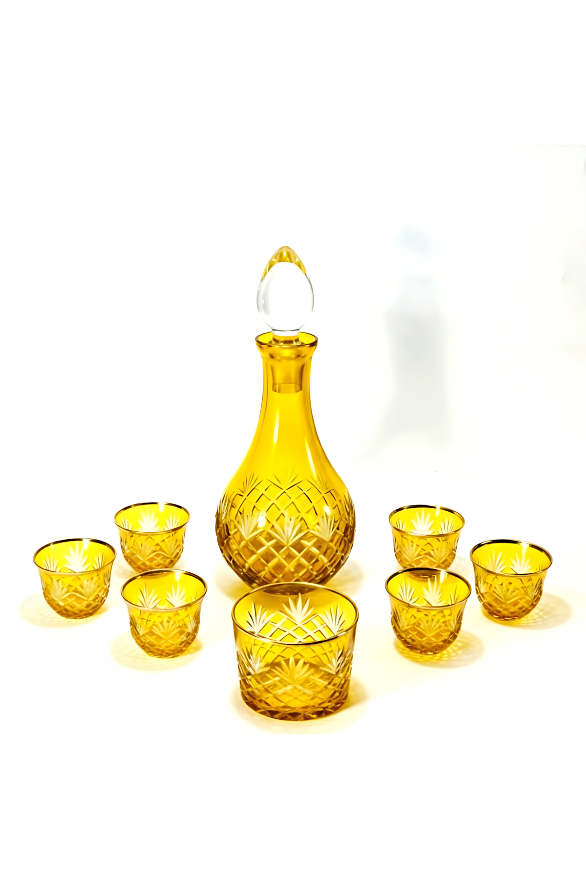 El Yapımı Kristal Dekoratif Zemzem Mıra Takımı Kesme Kristal El İşçiliği Püskül Desen Varaklı