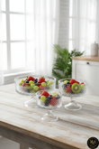 El Yapımı Kristal Dekoratif Karizma Desenli Şeffaf 25-19-16 Cm Sunumluk Ayaklı Kase Set 3'lü