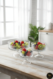 El Yapımı Kristal Dekoratif Karizma Desenli Şeffaf 25-19-16 Cm Sunumluk Ayaklı Kase Set 3'lü