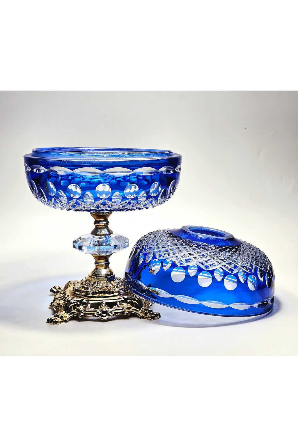 El Yapımı Kristal Dekoratif Royal Desen Sunumluk Kapalı Peçetelik Mumluk