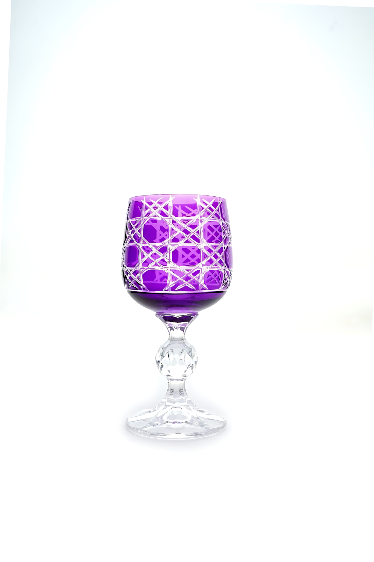 El Yapımı Kristal Dekoratif Bohemia Renkli Lüks Kristal Ayaklı Kadeh Kahve Yanı Su Bardağı 150ml Petek