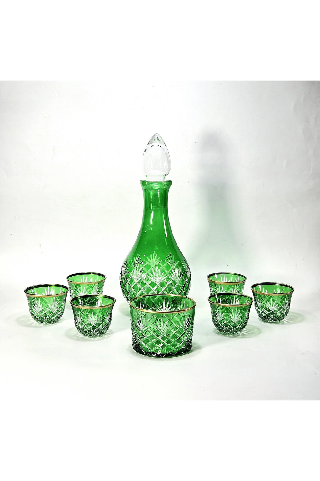 El Yapımı Kristal Dekoratif Zemzem Mıra Takımı Kesme Kristal El İşçiliği Püskül Desen Varaklı