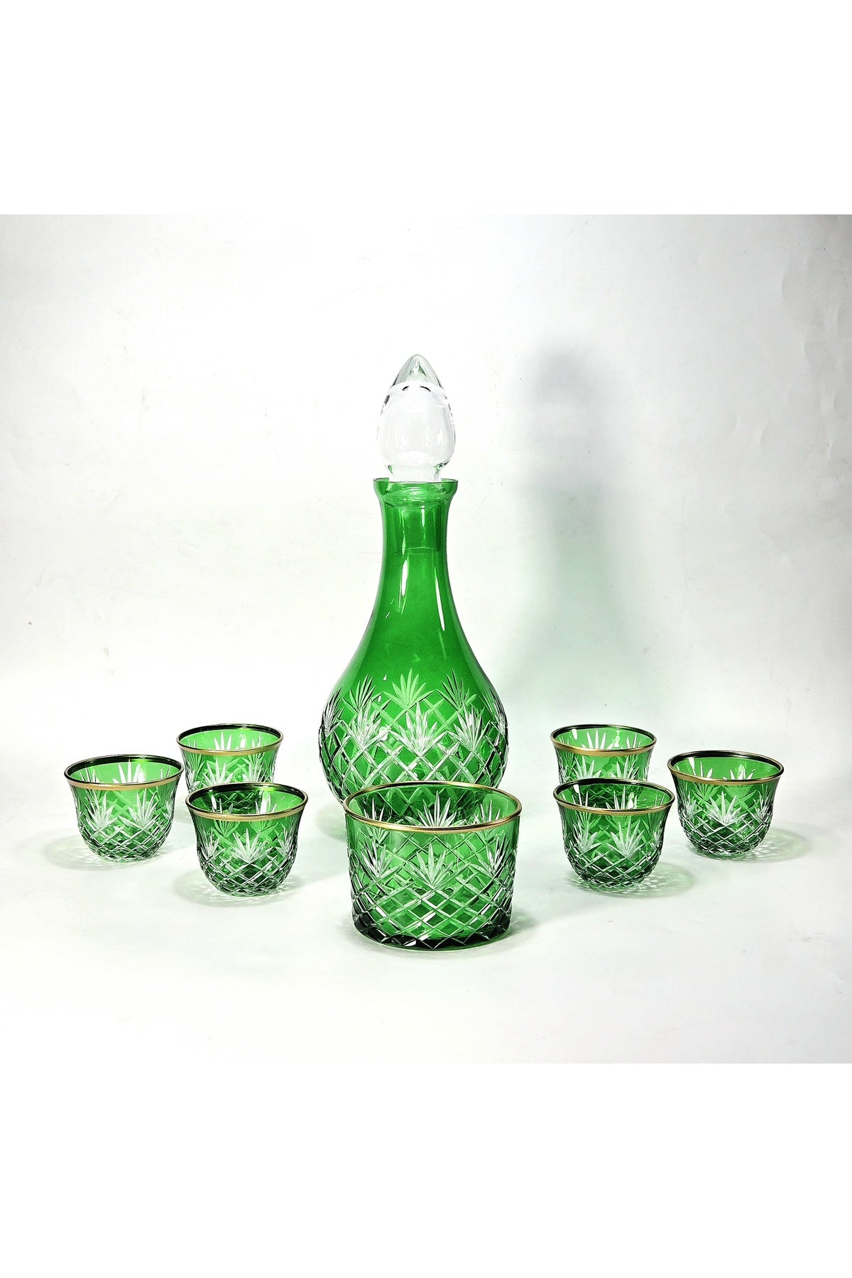 El Yapımı Kristal Dekoratif Zemzem Mıra Takımı Kesme Kristal El İşçiliği Püskül Desen Varaklı