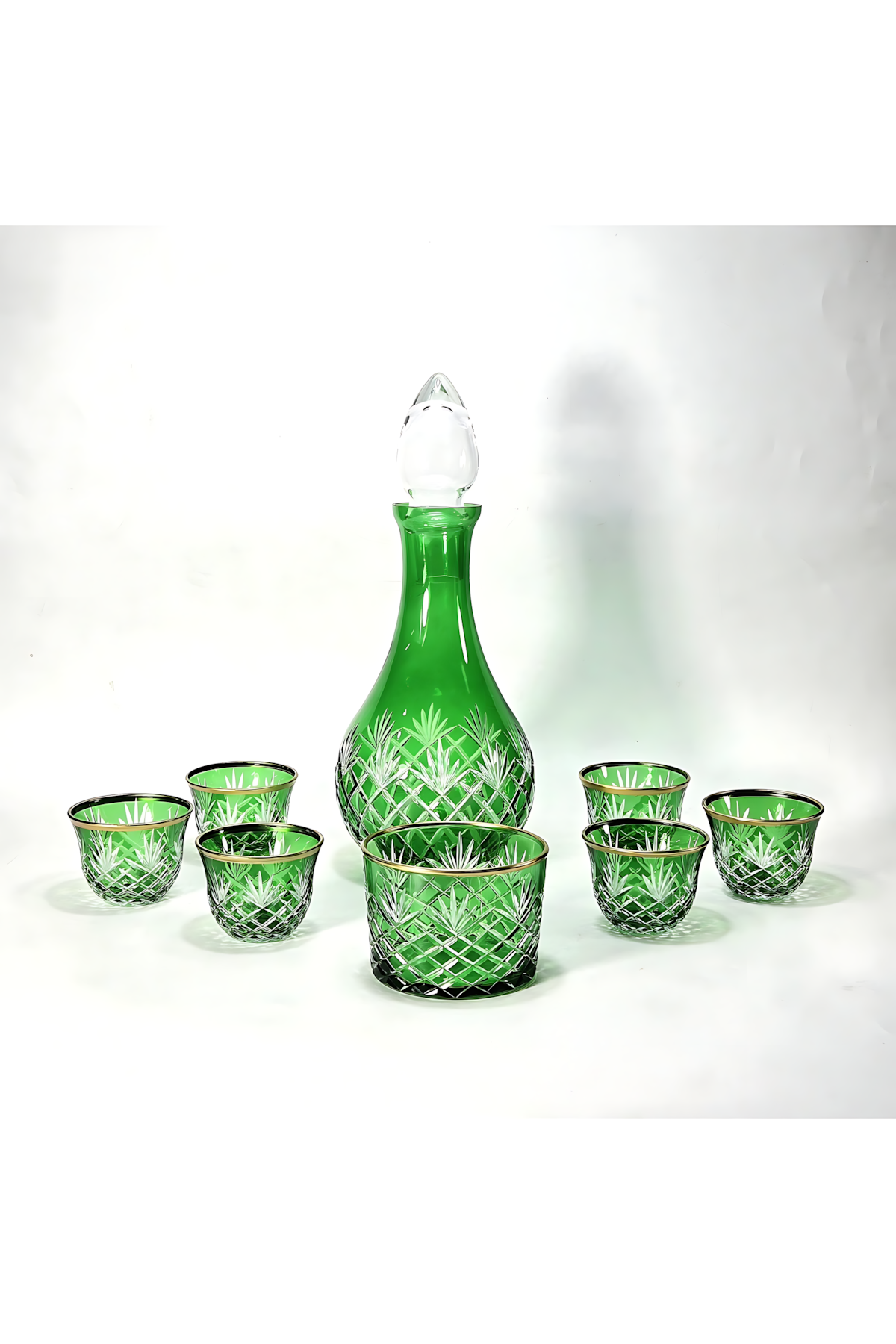 El Yapımı Kristal Dekoratif Zemzem Mıra Takımı Kesme Kristal El İşçiliği Püskül Desen Varaklı