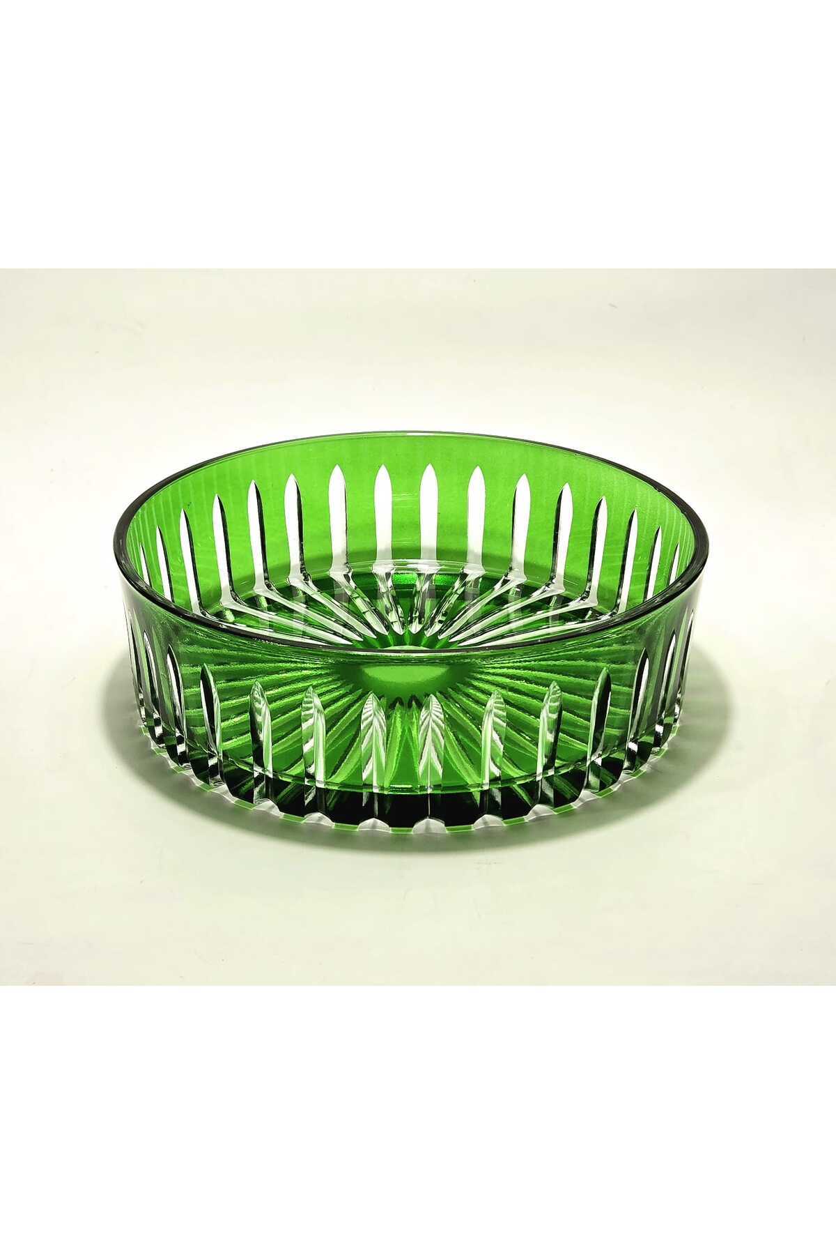 El Yapımı Kristal Dekoratif 25cm Kristal Kesme Sofra Kasesi Meyvelik 25cm