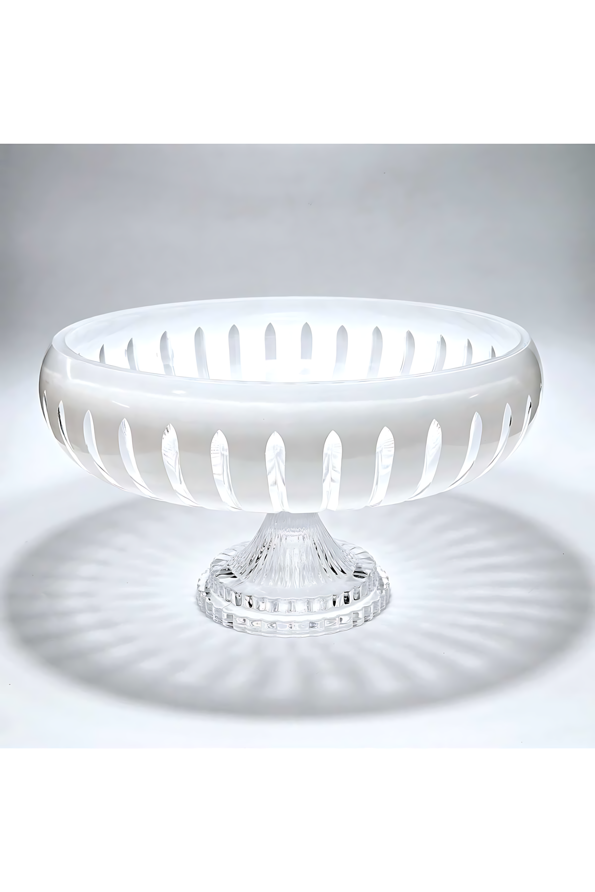 El Yapımı Kristal Dekoratif Vertical Desen 28 Cm Sunumluk Ayaklı Sofra Sunum Kasesi