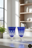 El Yapımı Kristal Dekoratif Royal Renkli Lüks Ayaklı Meşrubat 280ml Yemek Masası İçin Uygundur