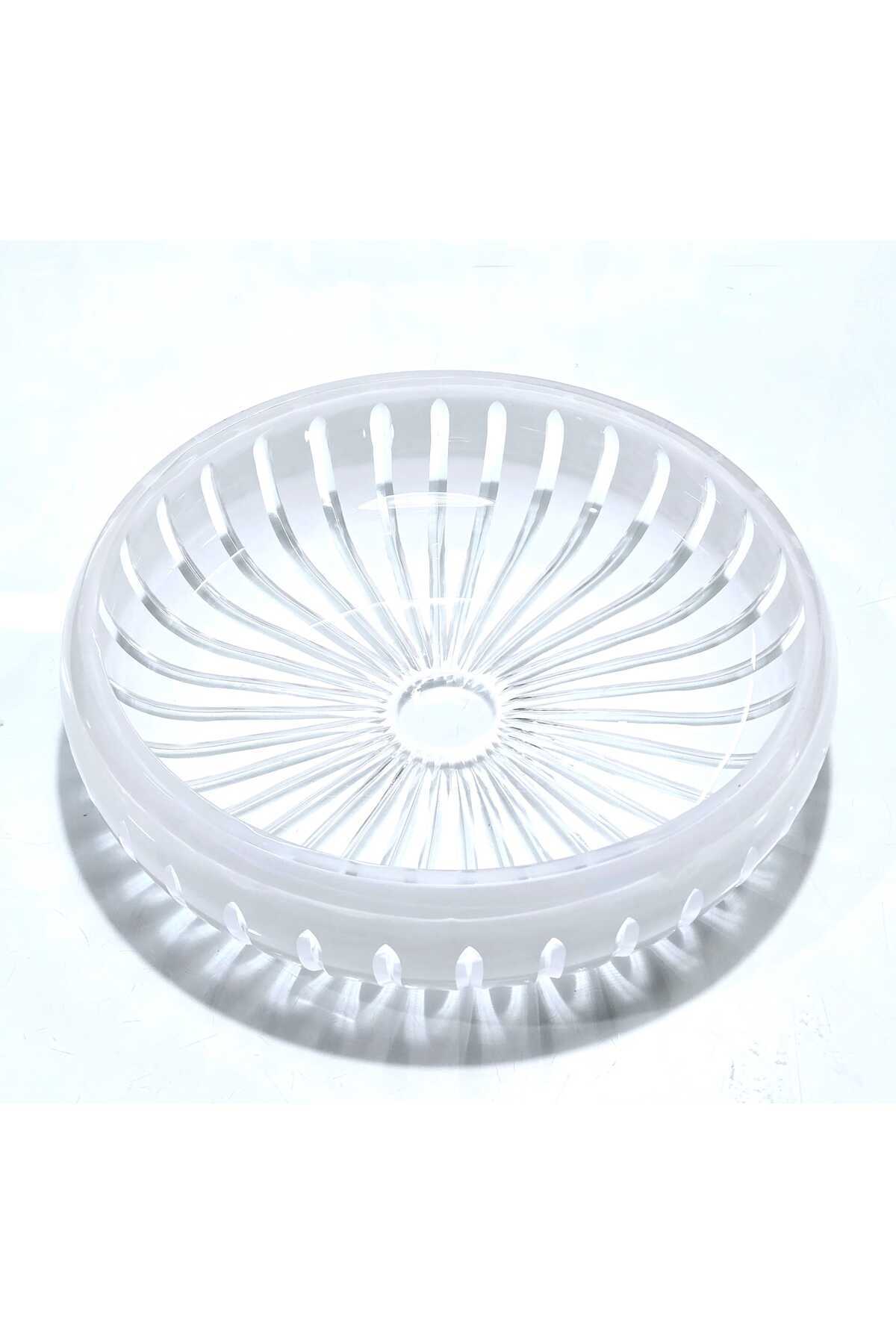 El Yapımı Kristal Dekoratif Vertical Desen 28 Cm Sunumluk Sofra Sunum Kasesi