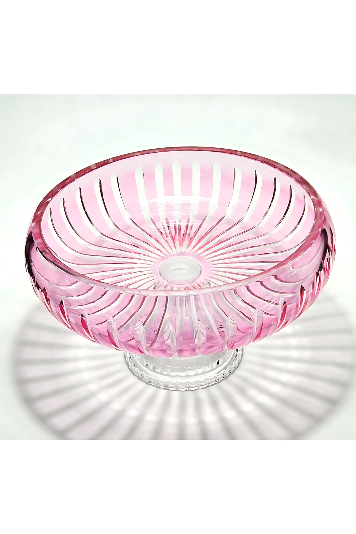 El Yapımı Kristal Dekoratif Vertical Desen 28 Cm Sunumluk Ayaklı Sofra Sunum Kasesi