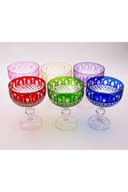 El Yapımı Kristal Dekoratif Bohemia Lüks Royal Desen 200ml Sunumluk Ayaklı Dondurmalık Kase Set 6'lı