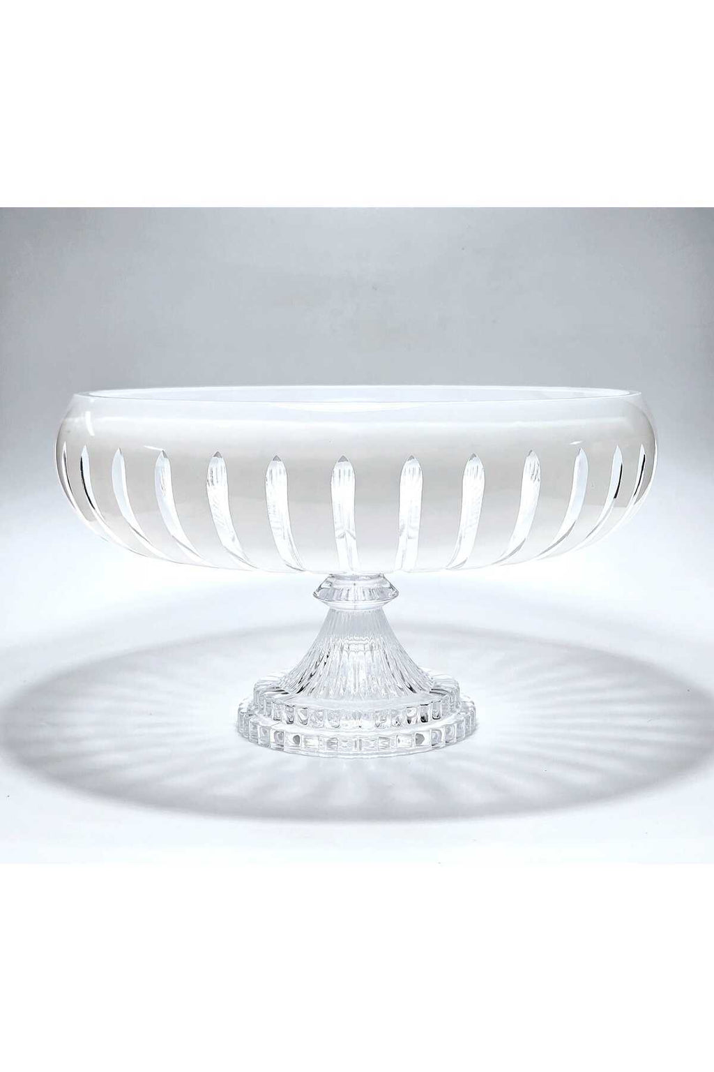El Yapımı Kristal Dekoratif Vertical Desen 28 Cm Sunumluk Ayaklı Sofra Sunum Kasesi