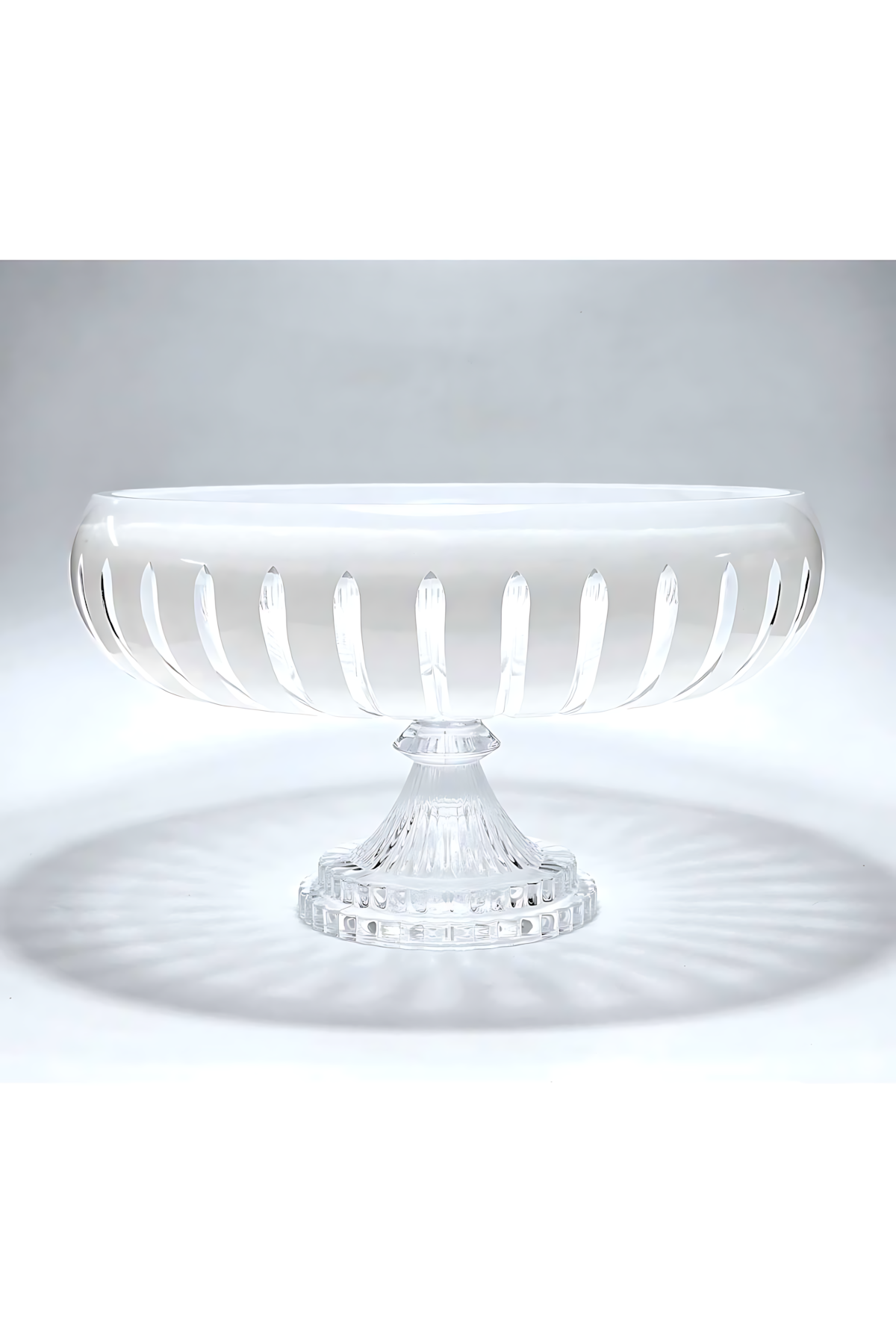 El Yapımı Kristal Dekoratif Vertical Desen 28 Cm Sunumluk Ayaklı Sofra Sunum Kasesi