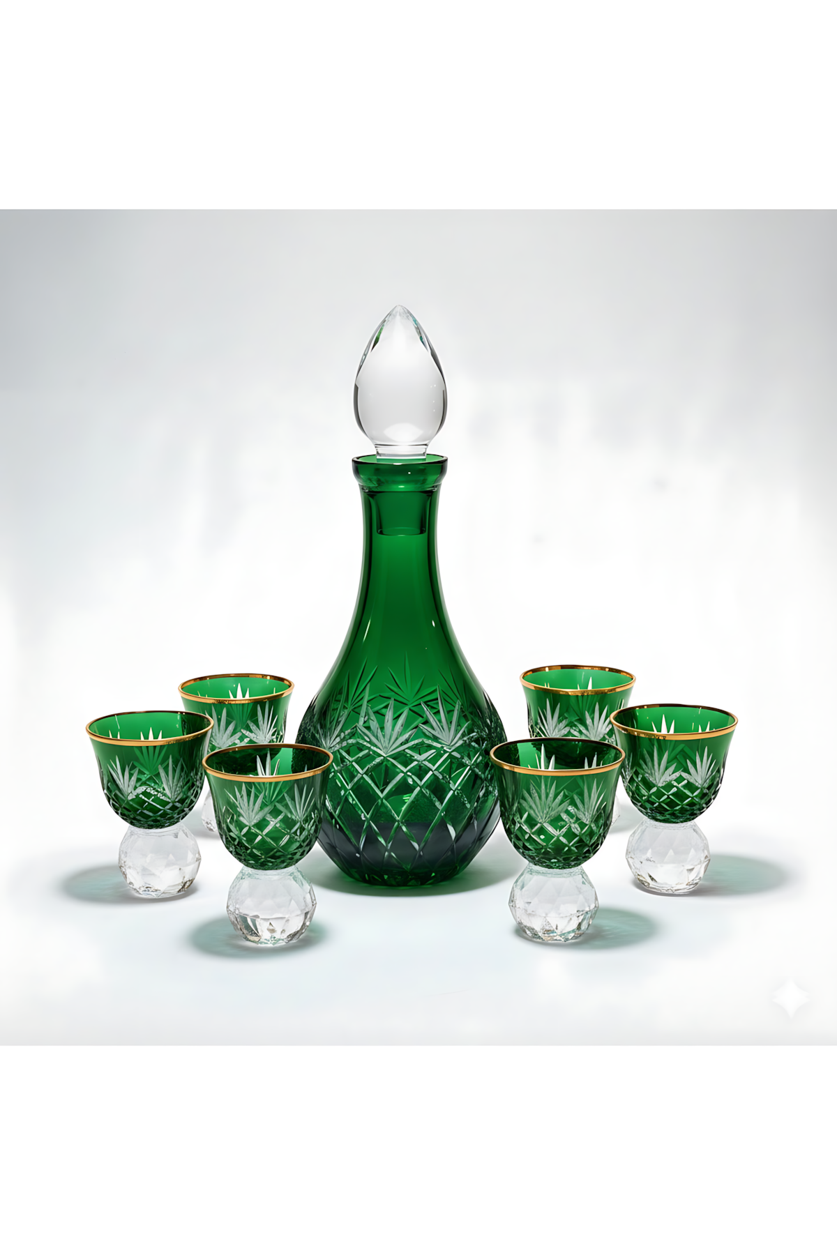 El Yapımı Kristal Dekoratif Zemzem Mıra Takımı Kristal Taşlı Püskül Desen 6lı