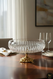 El Yapımı Kristal Dekoratif Vertical Desenli 28-22-16 Cm Sunumluk Ayaklı Kase Set 3'lü