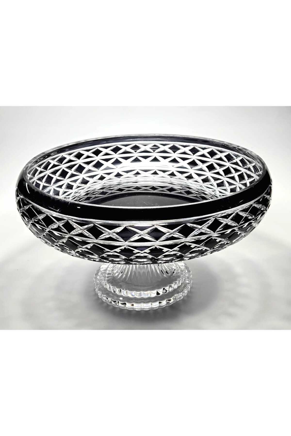 El Yapımı Kristal Dekoratif Bodrum Oval Desen 28 Cm Sunumluk Sofra Sunum Kasesi
